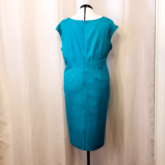 Jessica London Linen Lined Turquoise Sheath Dress & 2 PC Capri Outfit | Size 20 - Picture 4 of 10